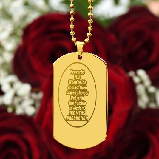 PROVERBS ENGRAVED DOG TAG NECKLACE