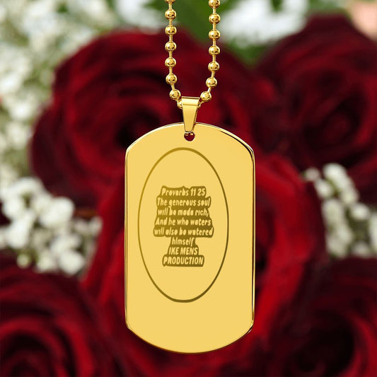 PROVERBS ENGRAVED DOG TAG NECKLACE