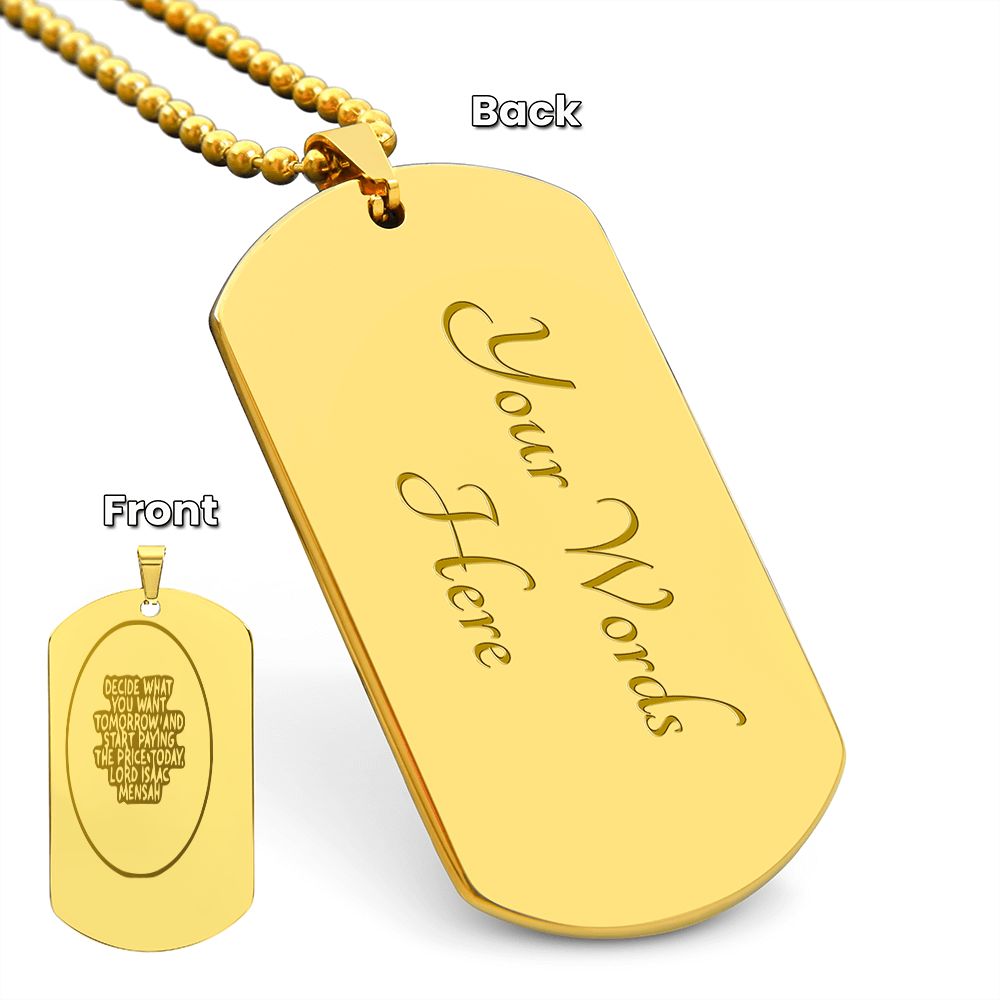 IKE MENS Quote Engraved Dog Tag Necklace