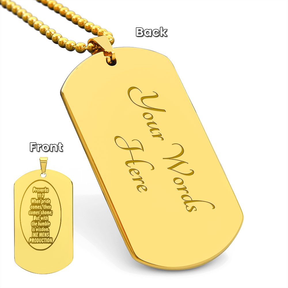 PROVERBS ENGRAVED DOG TAG NECKLACE