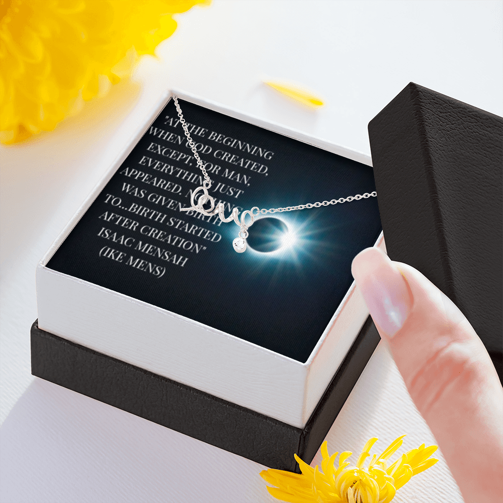 IKE MENS Quote Scripted Love NECKLACE