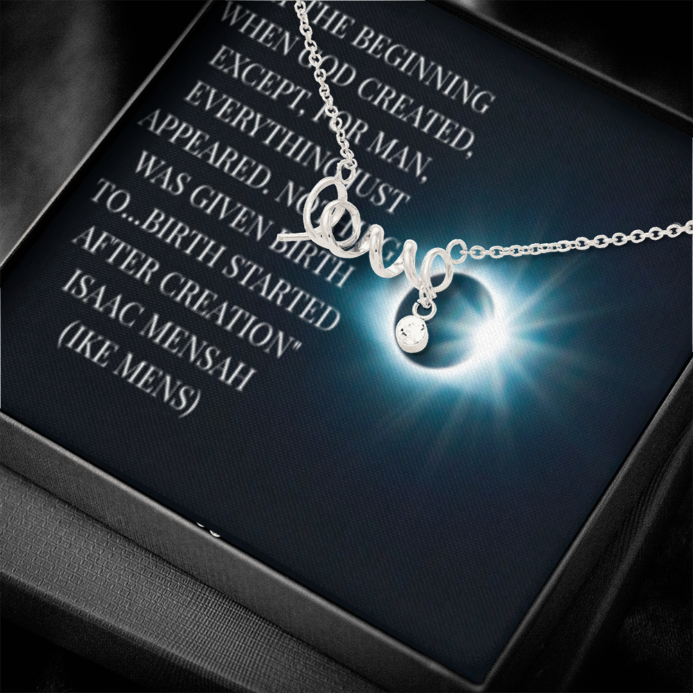 IKE MENS Quote Scripted Love NECKLACE