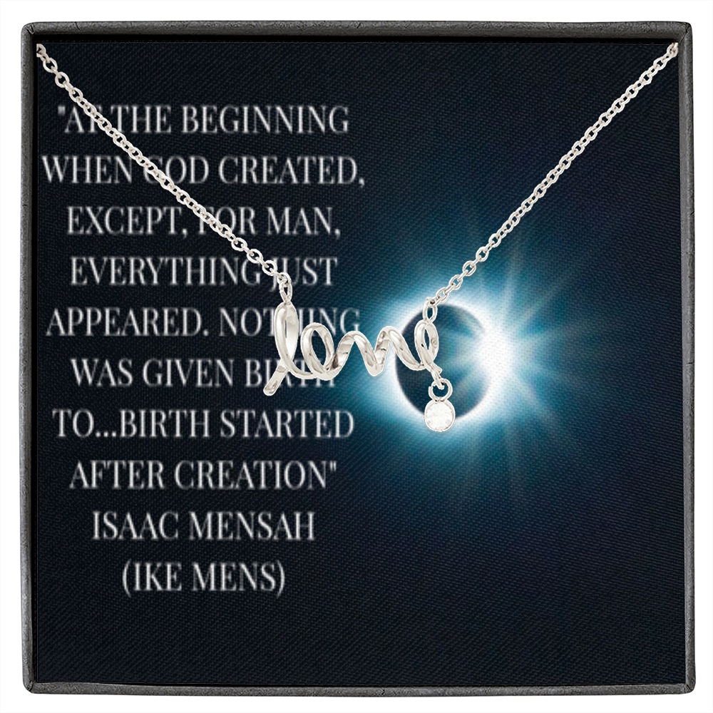 IKE MENS Quote Scripted Love NECKLACE