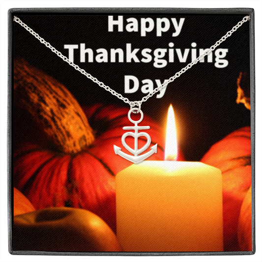 Happy Thanksgiving Day Anchor Necklace