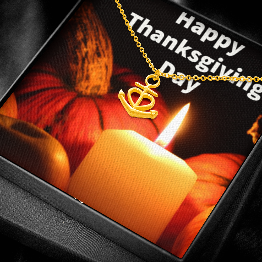 Happy Thanksgiving Day Anchor Necklace