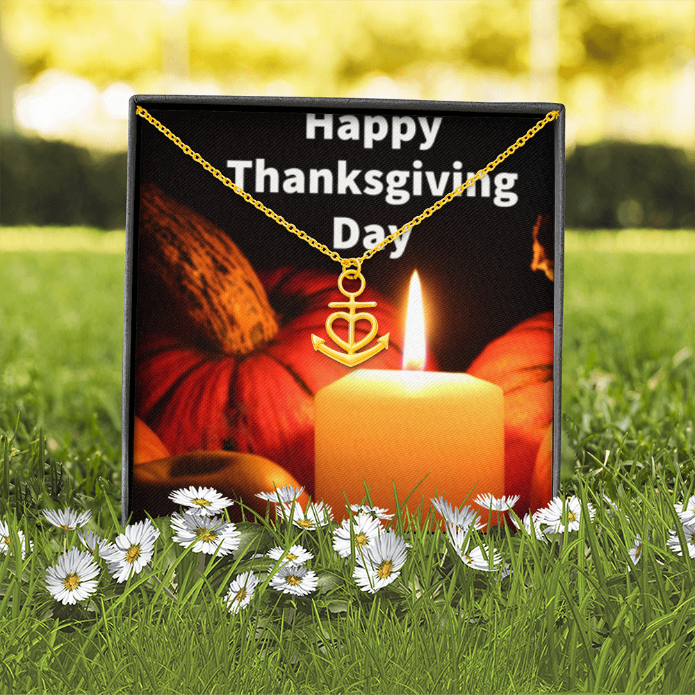 Happy Thanksgiving Day Anchor Necklace