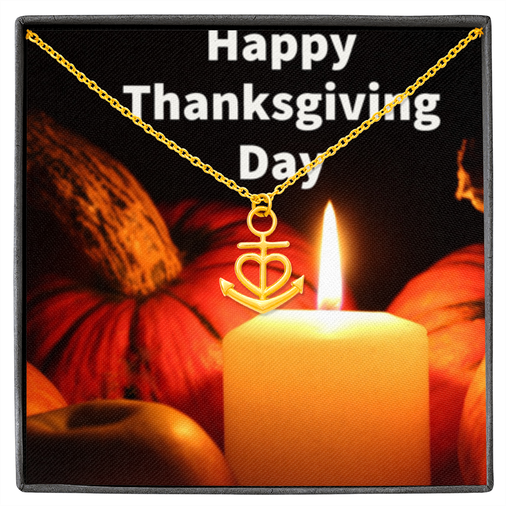 Happy Thanksgiving Day Anchor Necklace