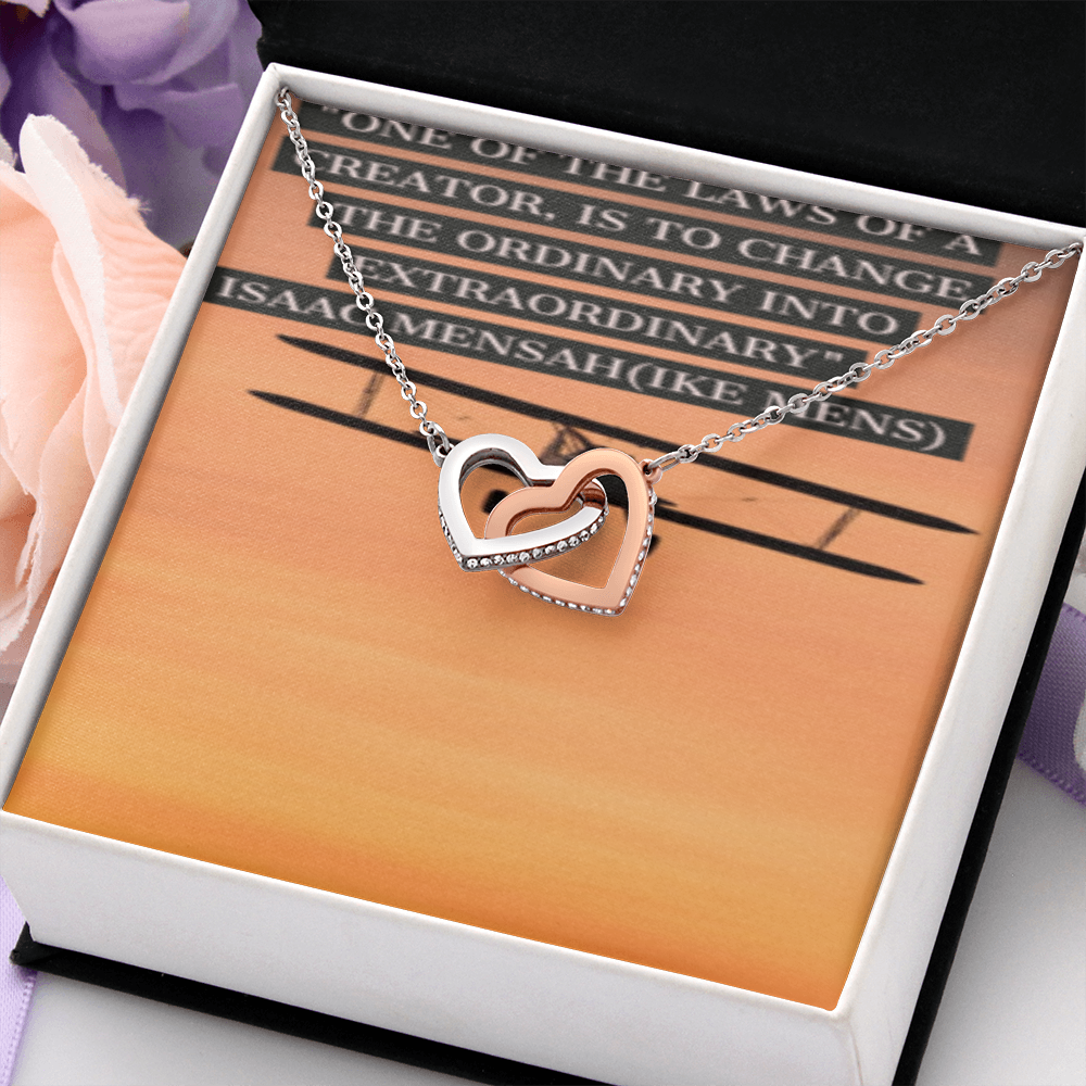 IKE MENS QUOTE INTERLOCKING HEART'S NECKLACE