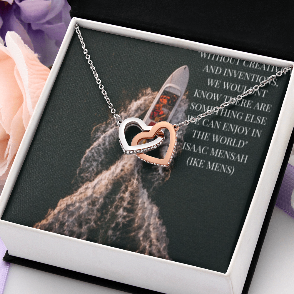 IKE MENS QUOTE INTERLOCKING HEARTS NECKLACE