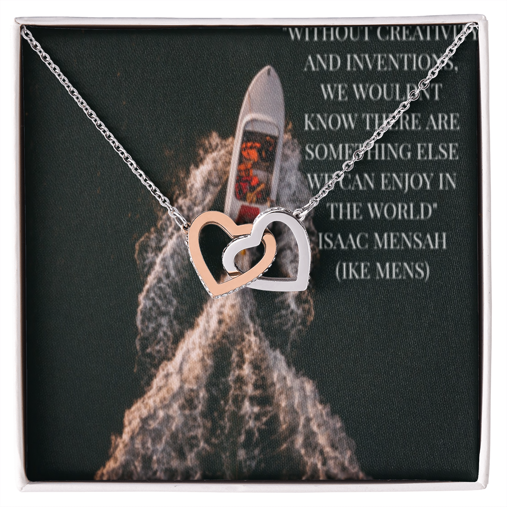 IKE MENS QUOTE INTERLOCKING HEARTS NECKLACE