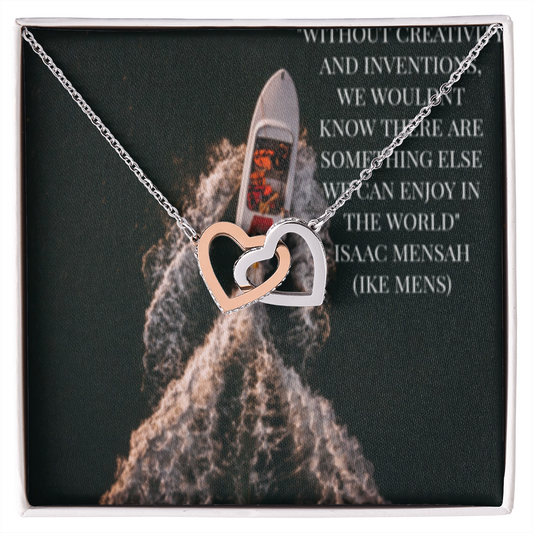 IKE MENS QUOTE INTERLOCKING HEARTS NECKLACE