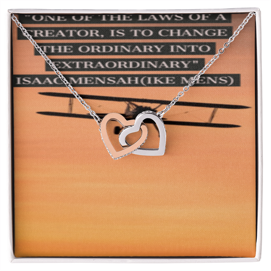 IKE MENS QUOTE INTERLOCKING HEART'S NECKLACE