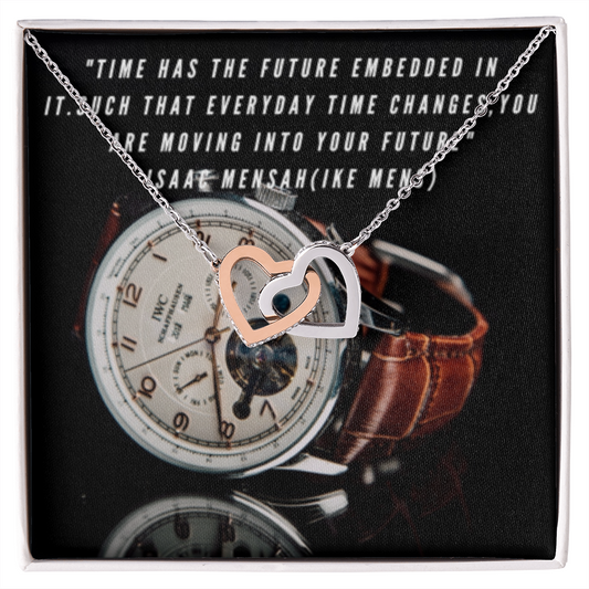 IKE MENS QUOTE INTERLOCKING HEARTS NECKLACE