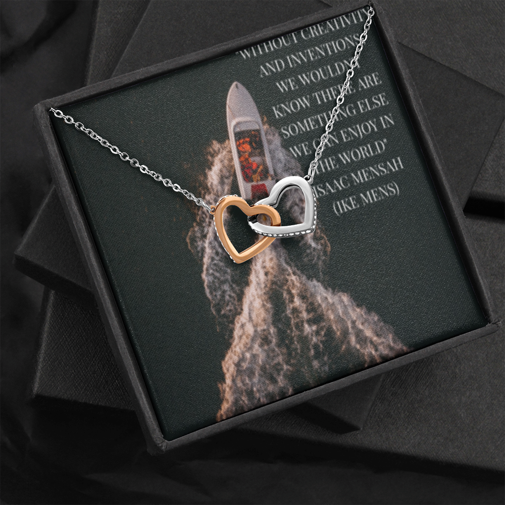 IKE MENS QUOTE INTERLOCKING HEARTS NECKLACE