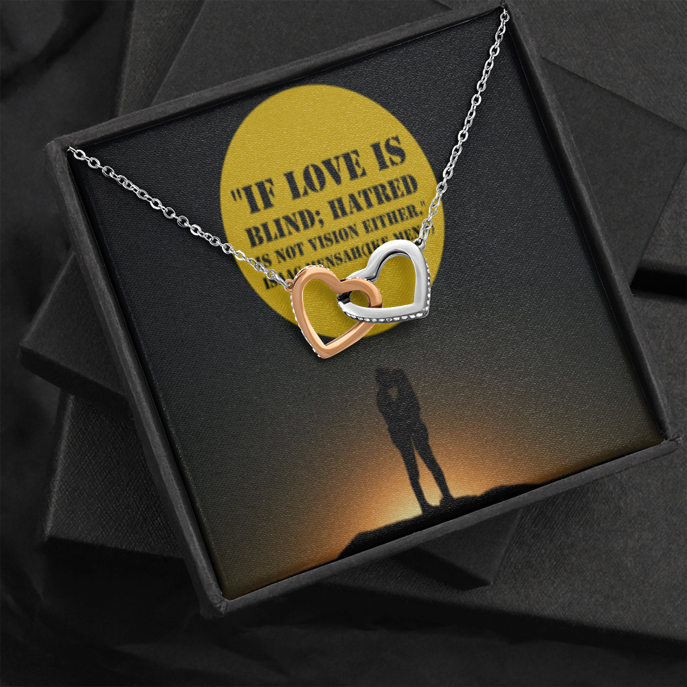 IKE MENS QUOTE INTERLOCKING HEARTS NECKLACE
