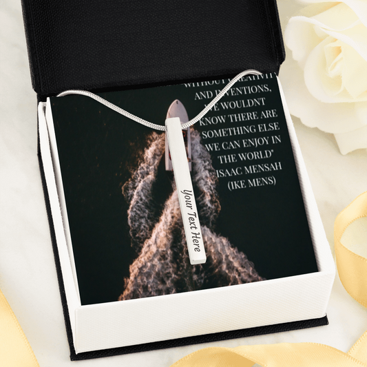 IKE MENS Quote 2 sided Vertical Stick Necklace
