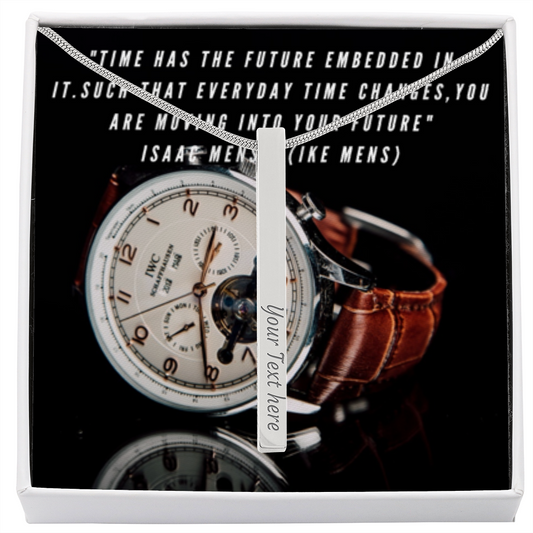 IKE MENS QUOTE 2SIDED VERTICAL STICK NECKLACE