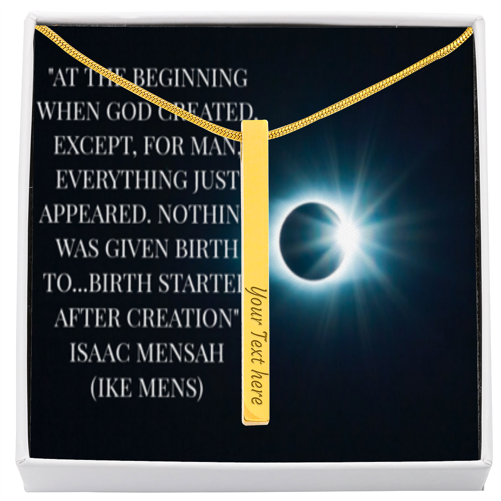 IKE MENS QUOTE 2SIDED VERTICAL STICK NECKLACE