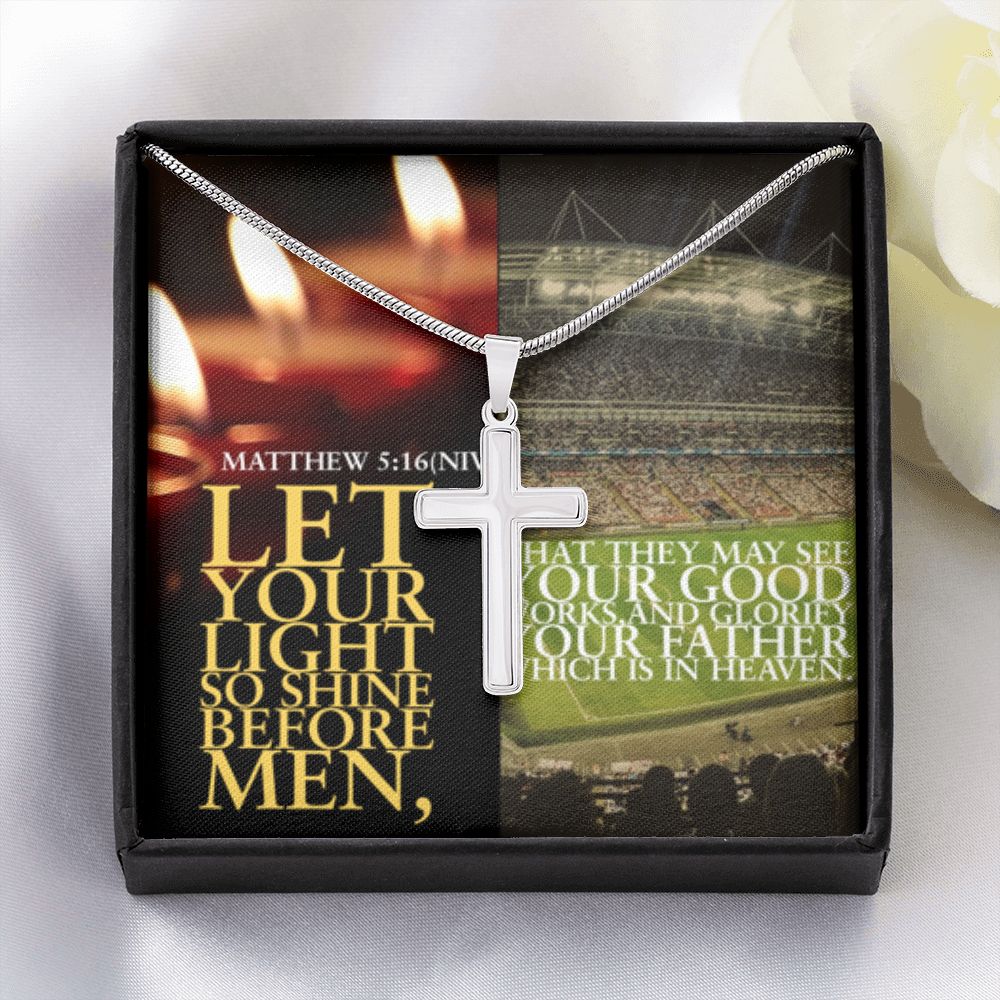 IKE MENS SCRIPTURE COLLAGE CROSS NECKLACE