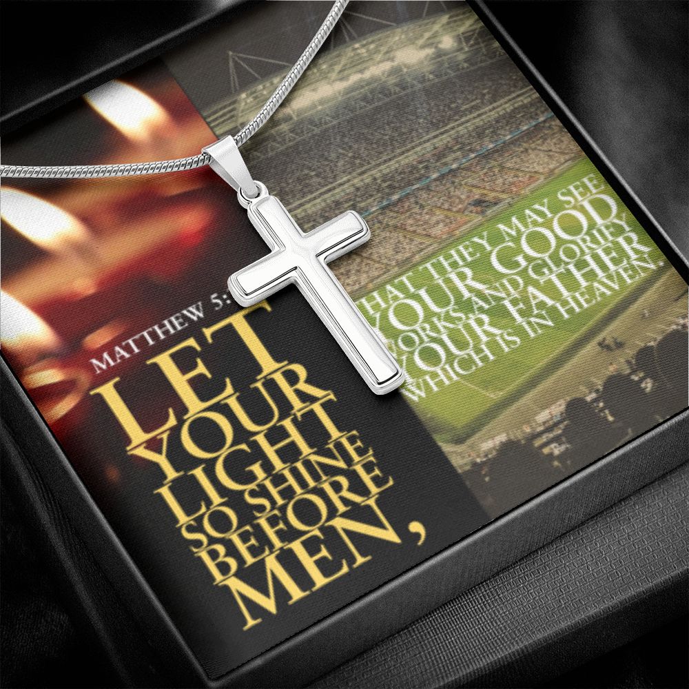 IKE MENS SCRIPTURE COLLAGE CROSS NECKLACE