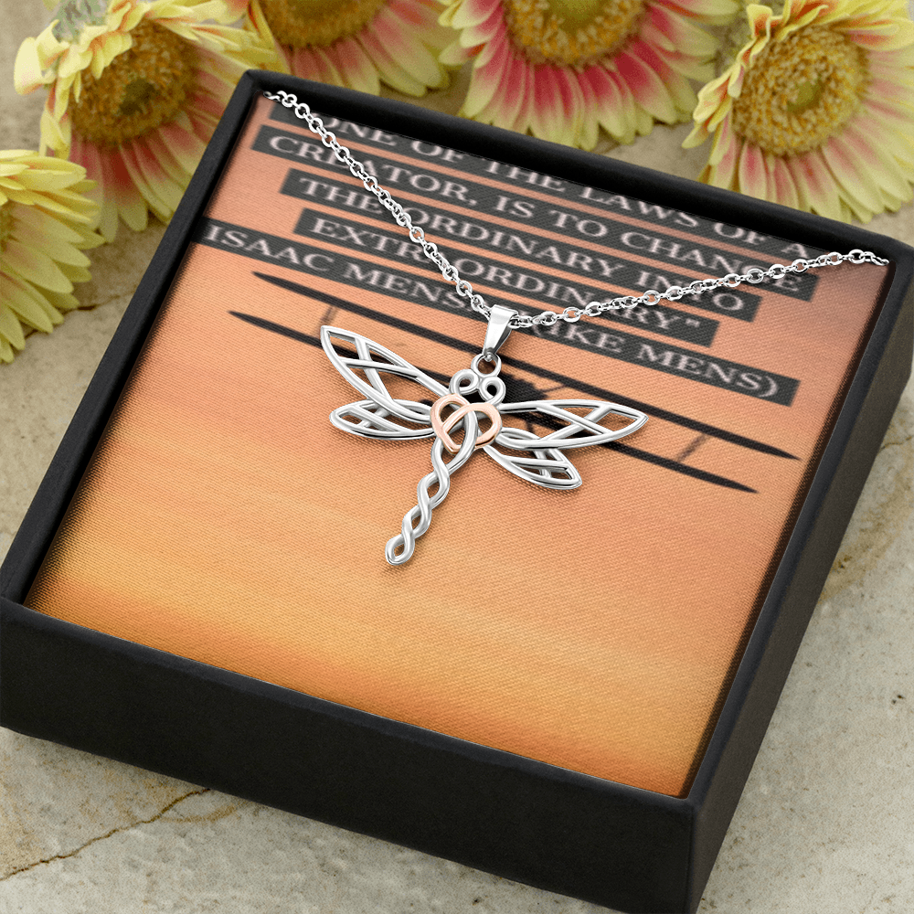 IKE MENS Quote Dragon Butterfly Necklace
