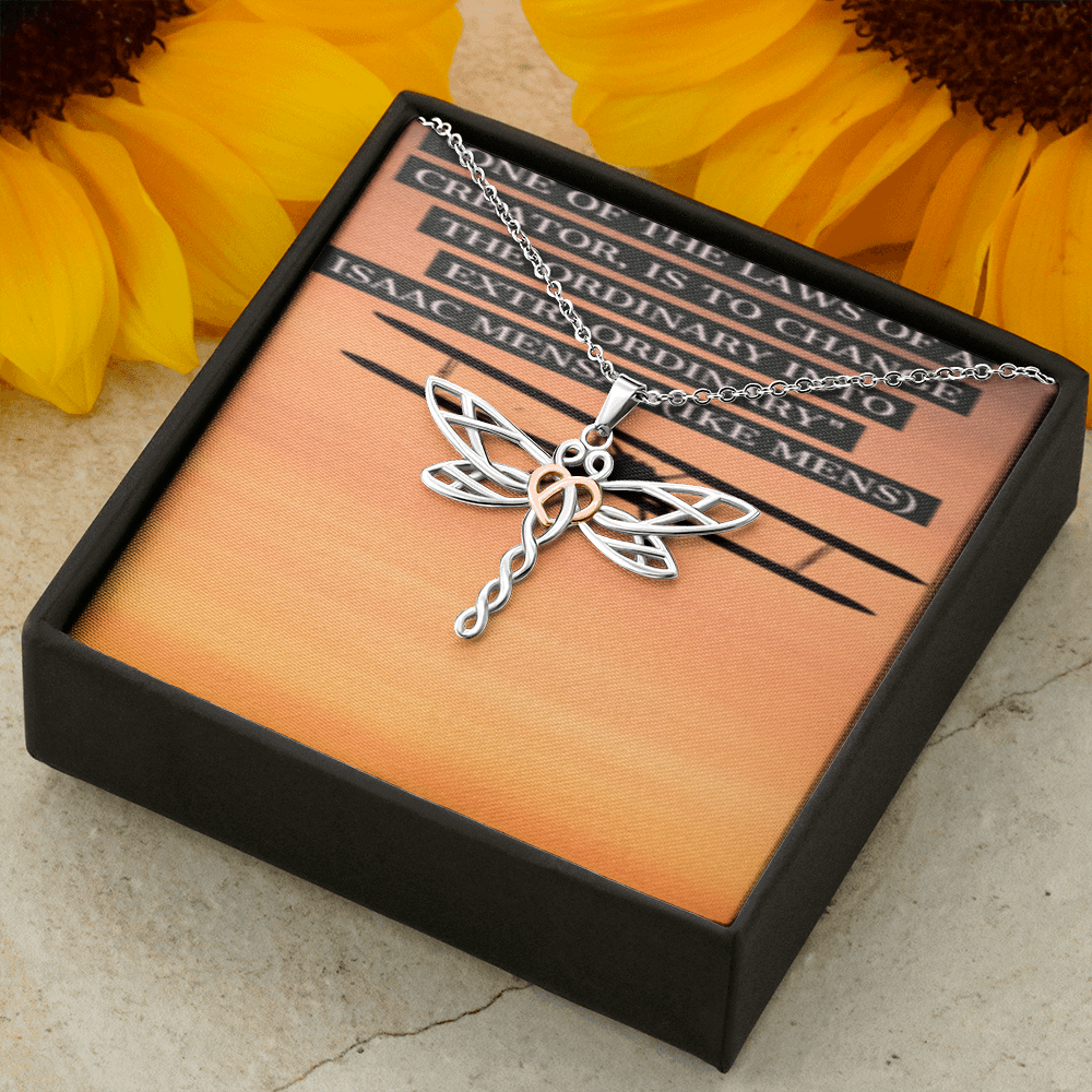 IKE MENS Quote Dragon Butterfly Necklace