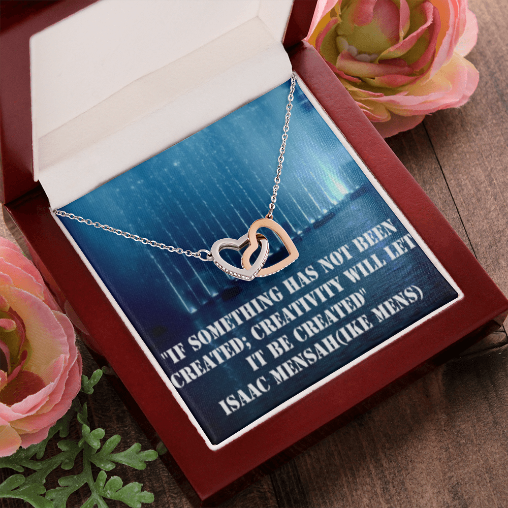 IKE MENS QUOTE INTERLOCKING HEARTS  NECKLACE