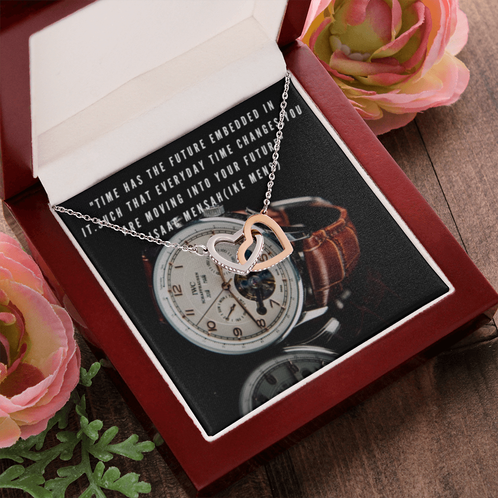 IKE MENS QUOTE INTERLOCKING HEARTS NECKLACE