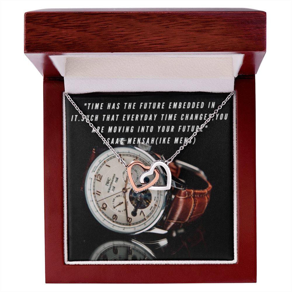 IKE MENS QUOTE INTERLOCKING HEARTS NECKLACE