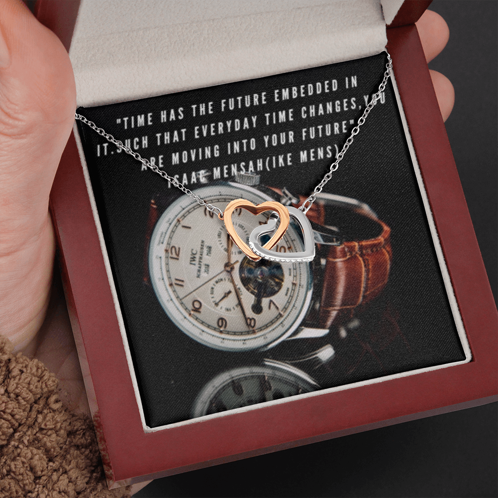 IKE MENS QUOTE INTERLOCKING HEARTS NECKLACE