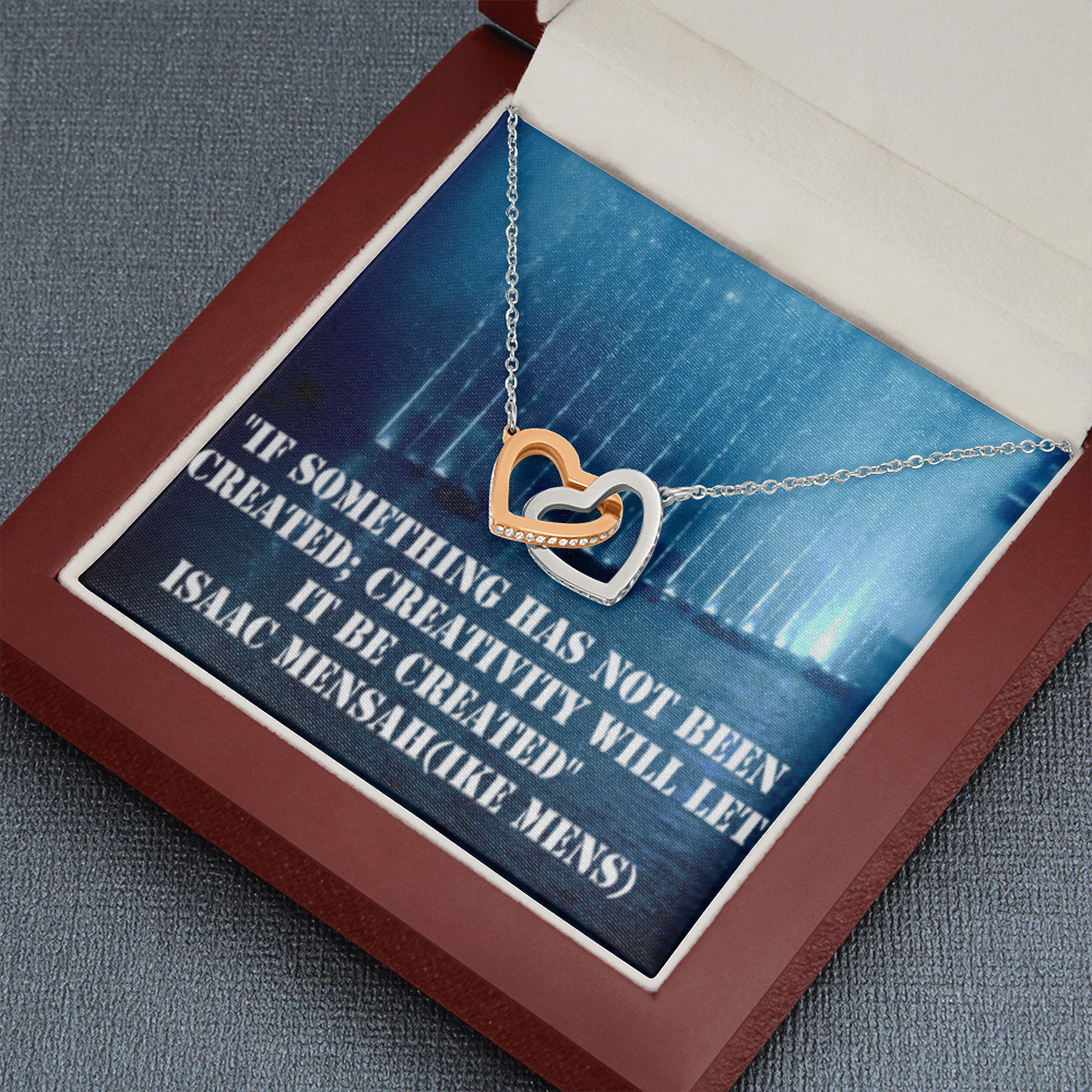 IKE MENS QUOTE INTERLOCKING HEARTS  NECKLACE
