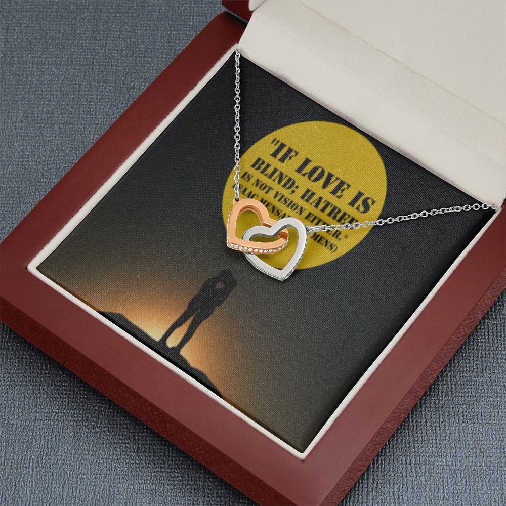 IKE MENS QUOTE INTERLOCKING HEARTS NECKLACE