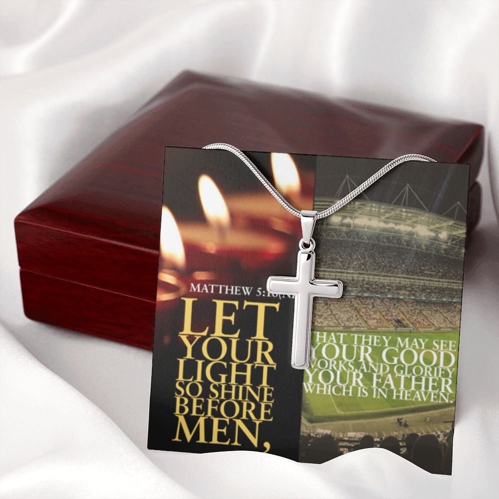 IKE MENS SCRIPTURE COLLAGE CROSS NECKLACE