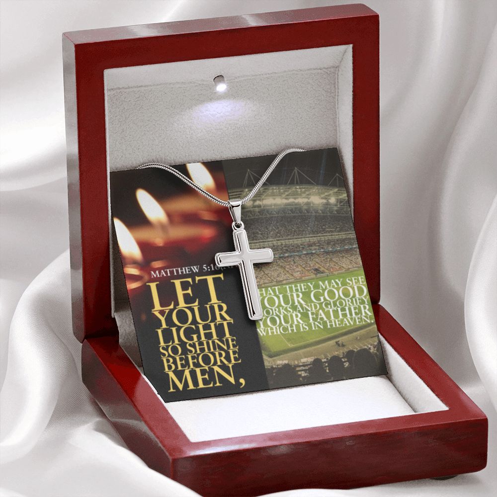 IKE MENS SCRIPTURE COLLAGE CROSS NECKLACE
