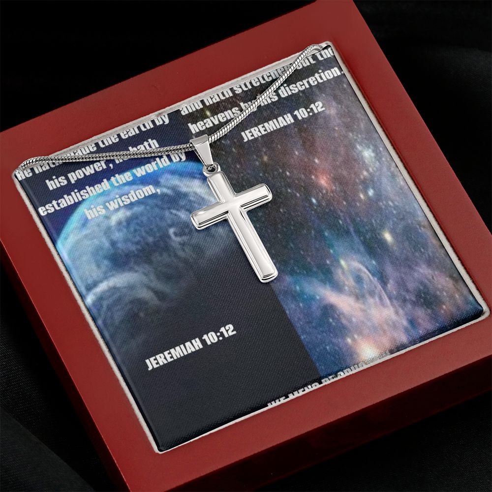 IKE MENS SCRIPTURE COLLAGE CROSS NECKLACE