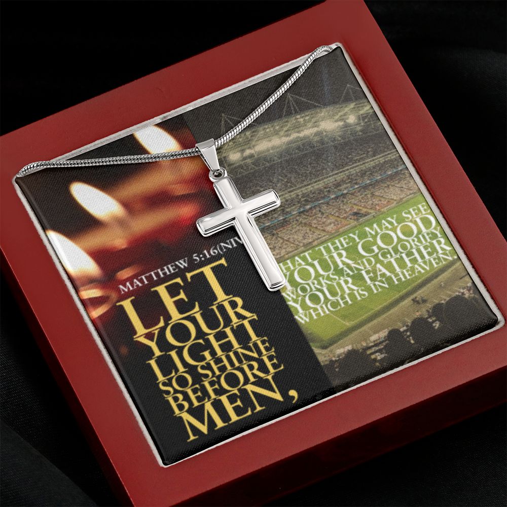 IKE MENS SCRIPTURE COLLAGE CROSS NECKLACE