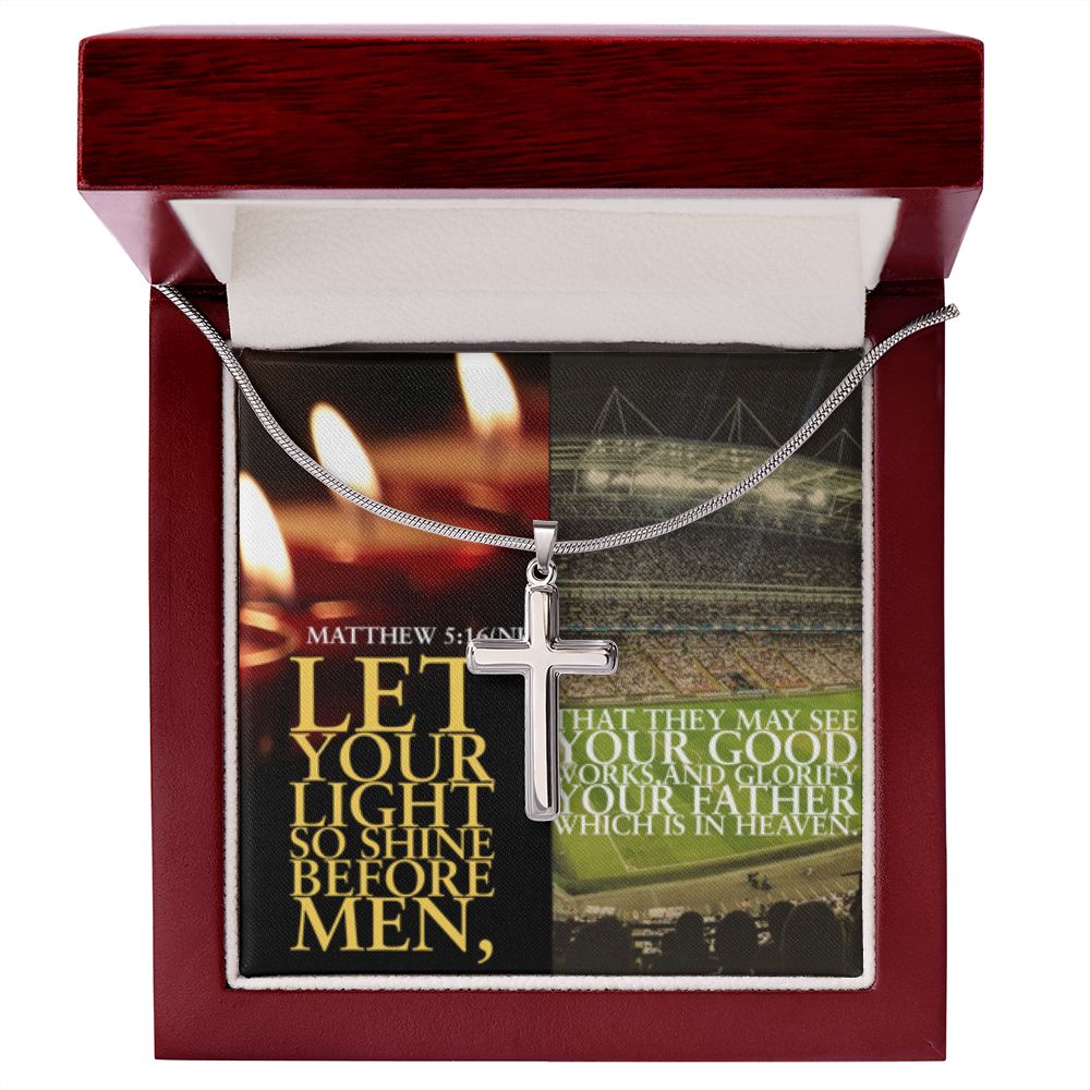 IKE MENS SCRIPTURE COLLAGE CROSS NECKLACE