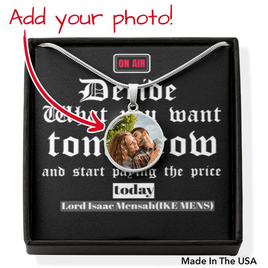 IKE MENS QUOTE CIRCLE PENDANT NECKLACE(BUYER PICTURE UPLOAD)