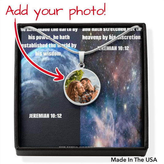 IKE MENS SCRIPTURE COLLAGE CIRCLE PENDANT NECKLACE (BUYER PICTURE UPLOAD)
