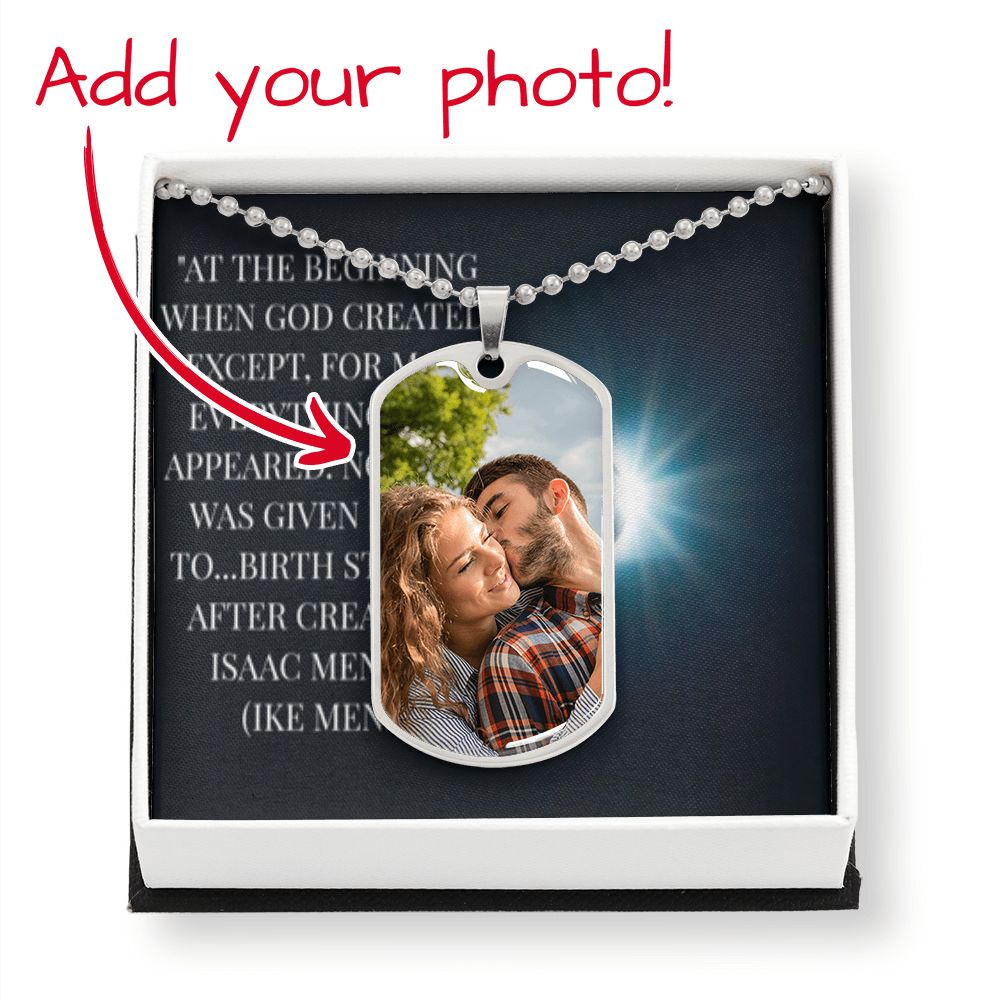 IKE MENS QUOTE MILITARY CHAIN NECKLACE (BUYER PICTURE UPLOAD)