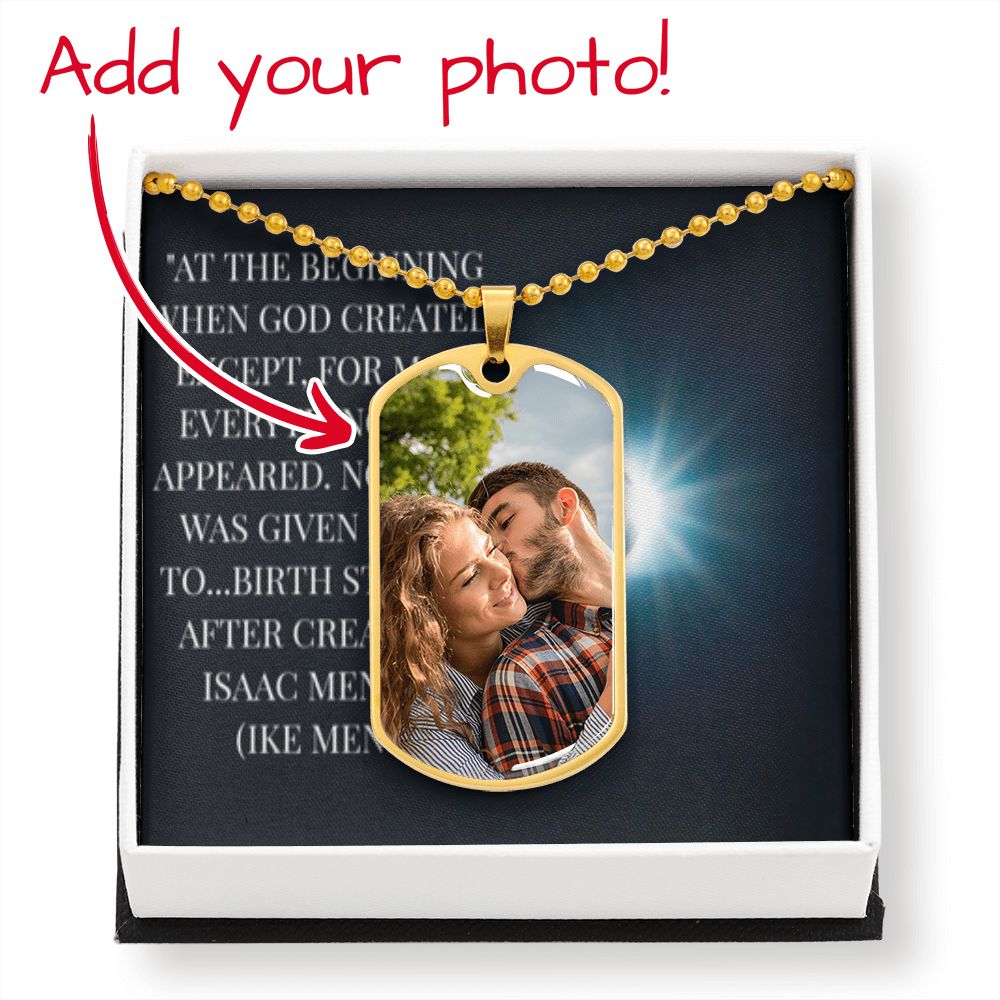IKE MENS QUOTE MILITARY CHAIN NECKLACE (BUYER PICTURE UPLOAD)
